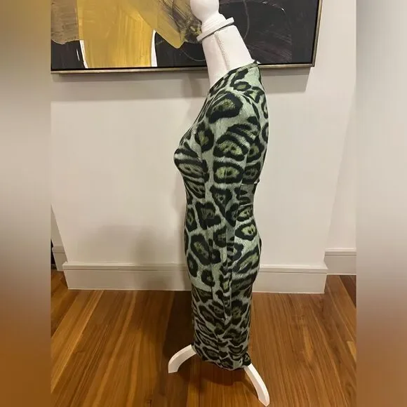 Givenchy green silk blend leopard dress size US4 - Picture 6 of 12
